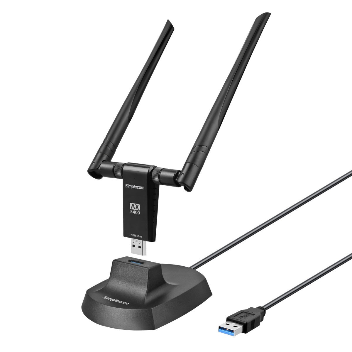 Simplecom NW811v3 AX5400 Tri-Band WiFi 6E USB Adapter with 2x 5dBi High Gain Antennas Simplecom NW811v3 AX5400 Tri-Band WiFi 6E USB Adapter with 2x 5dBi High Gain Antennas